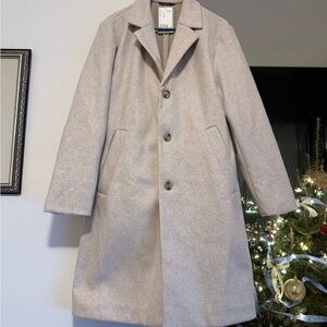 H&M Beige Wool Blend Top Coat